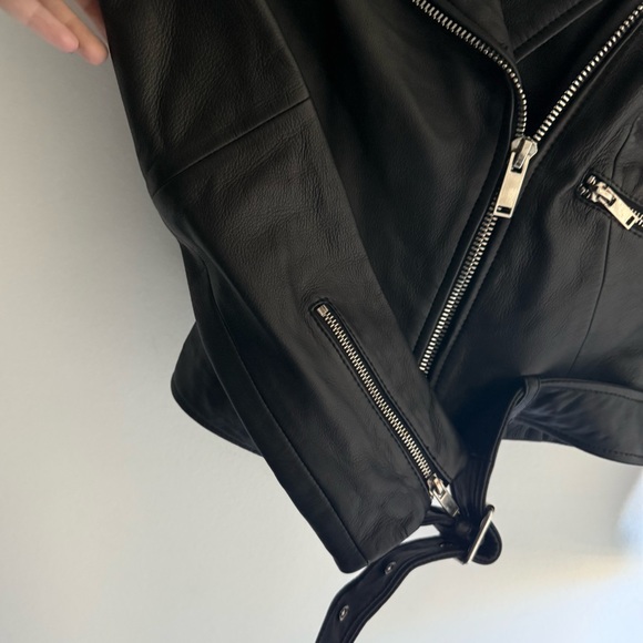 ZARA Black Genuine Leather Motorcycle Jacket Size S – New! - Picture 4 of 6